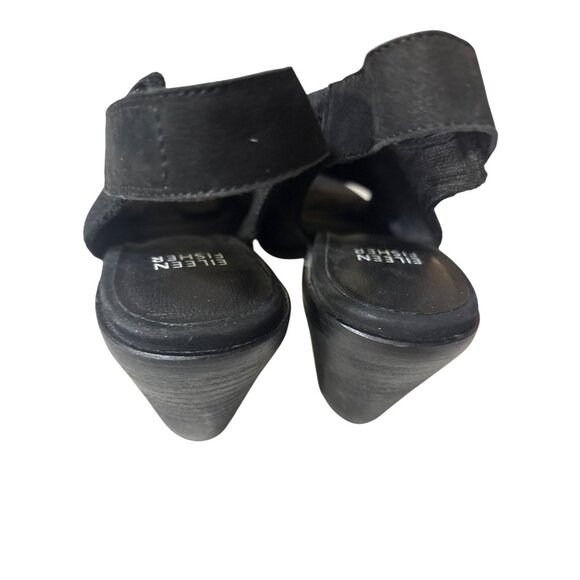 Eileen Fisher Black Open Toe Knit Slingback Heels 7.5 - Picture 5 of 7